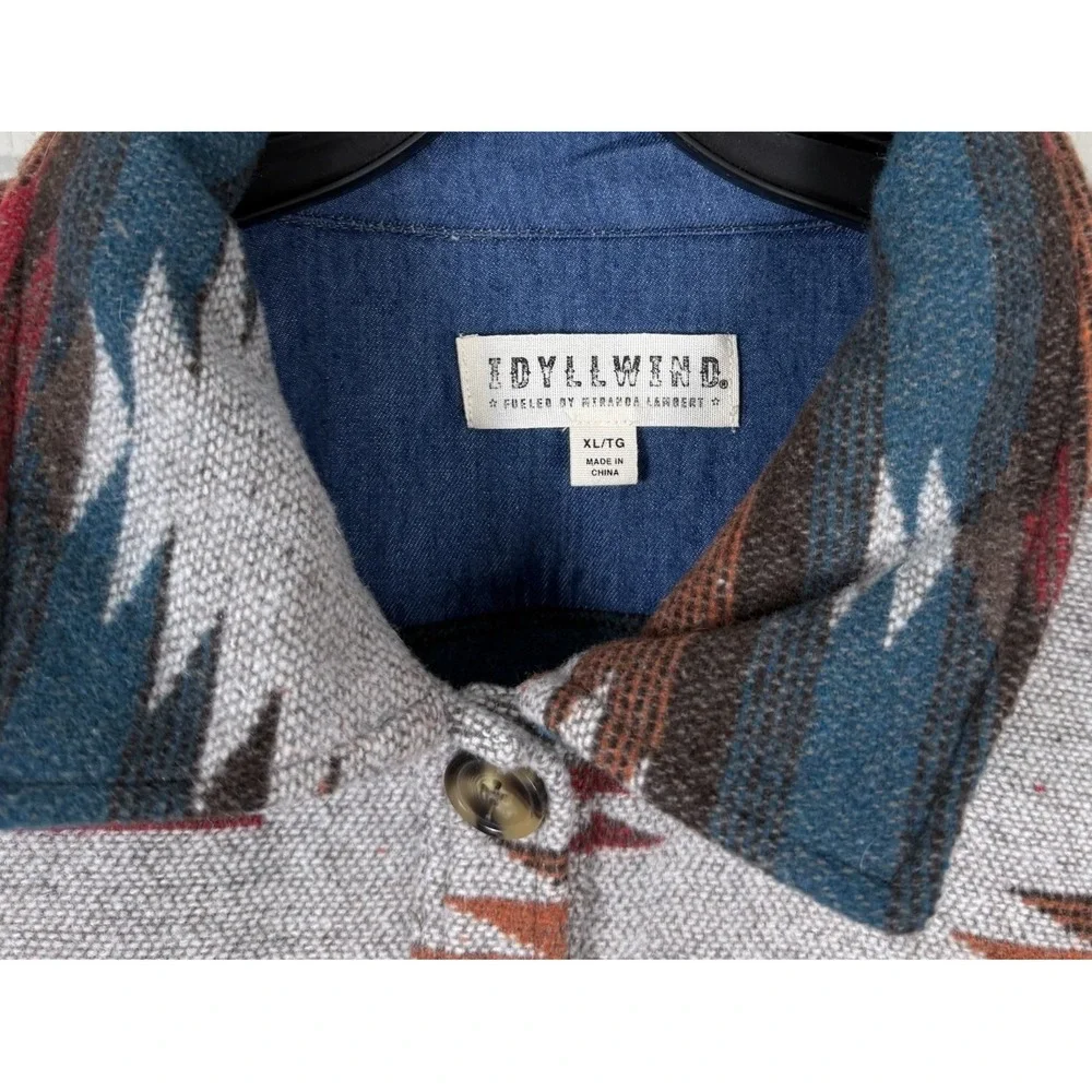 Idyllwind Southwestern Aztec Blanket Jacket Shacket Women's XL Rust Wool Blend - Picture 3 of 13